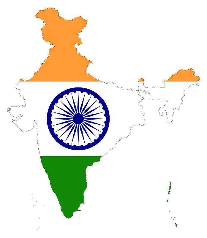 India 's map depicted as India 's flag